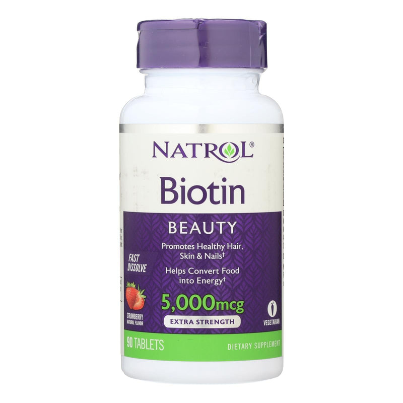 Natrol Biotin - Fast Dissolve - Strawberry - 5000 Mcg - 90 Tablets - Orca Market