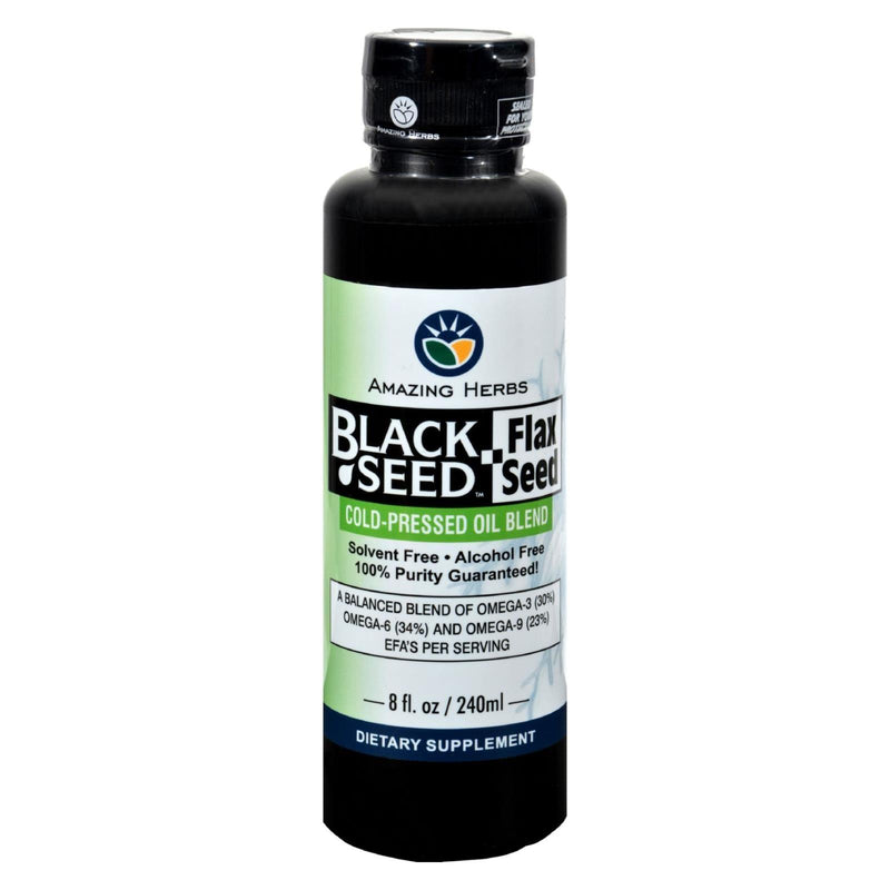 Amazing Herbs - Black Seed Oil Blend - Flax Seed Oil - 8 Oz - Orca Market