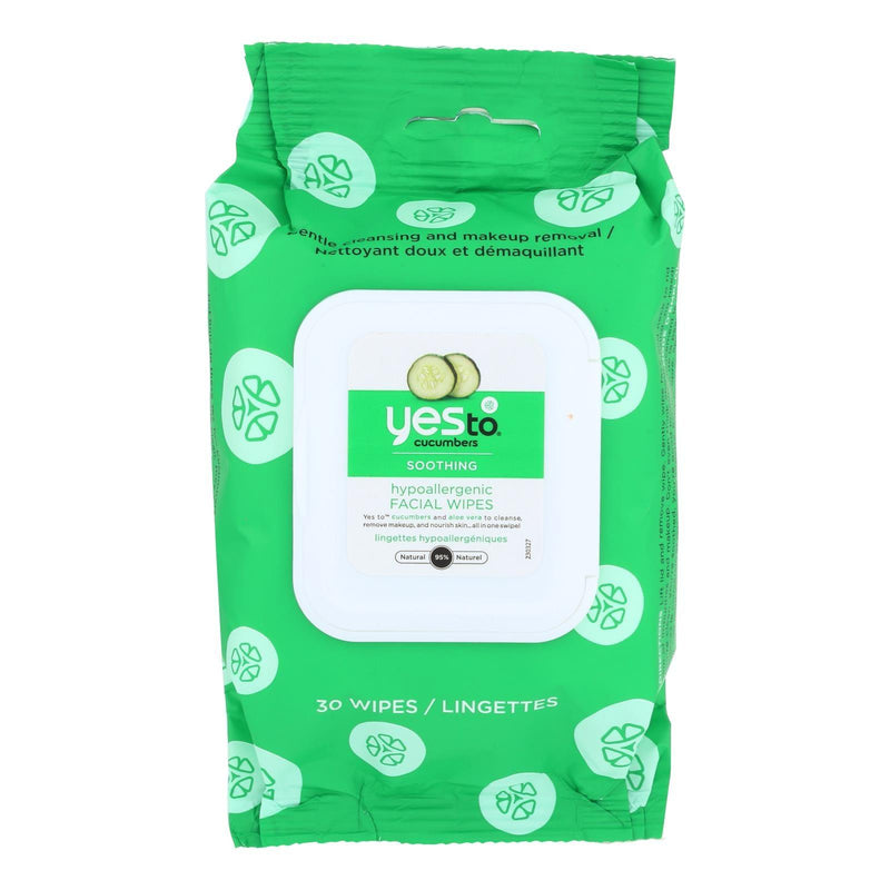 Yes To Cucumbers Facial Towelettes - Soothing - Hypoallergenic - 30 Count - Case Of 3 - Orca Market