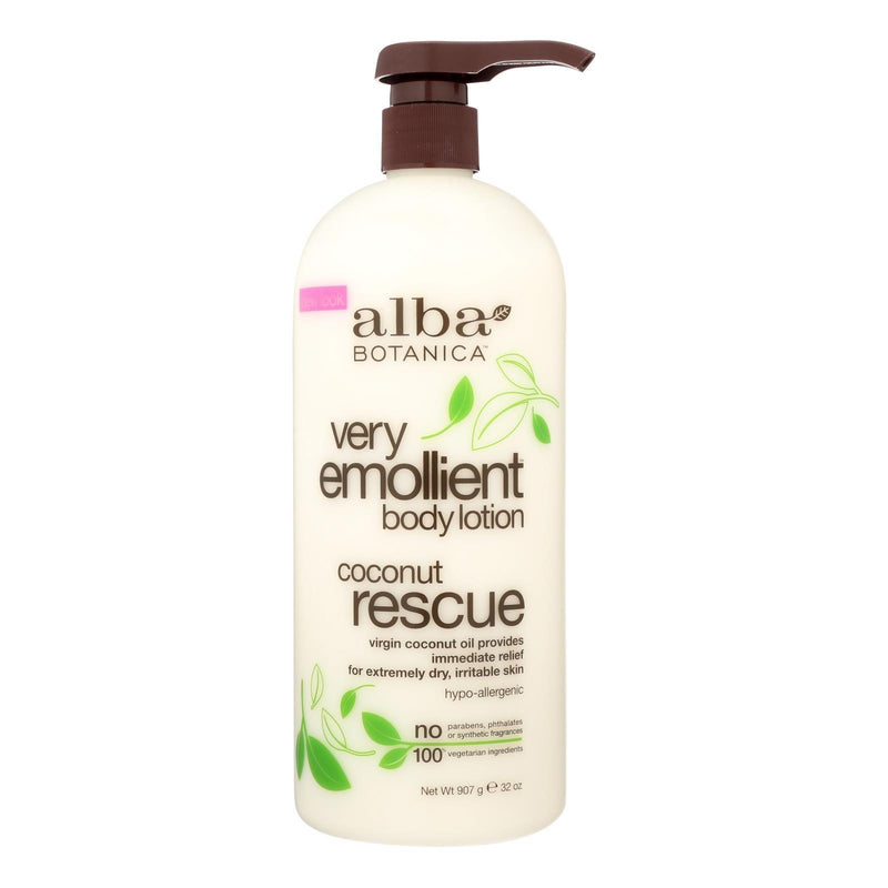 Alba Botanica - Body Lotion - Very Emollient - Coconut Rescue - 32 Oz - Orca Market