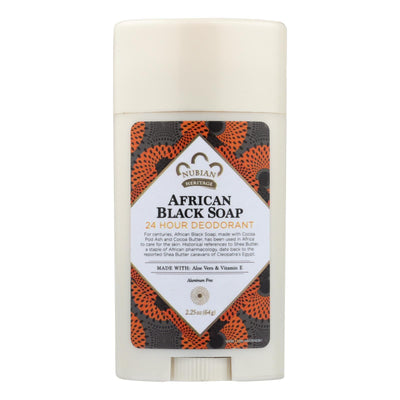 Nubian Heritage Deodorant - All Natural - 24 Hour - African Black Soap - 2.25 Oz - 1 Each - Orca Market