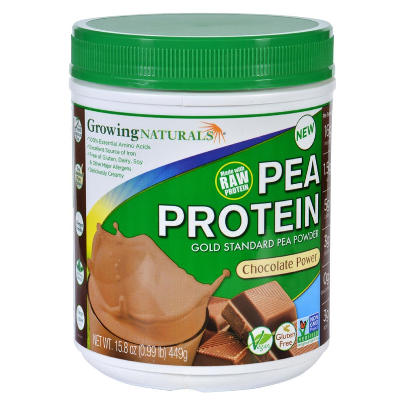 Growing Naturals Pea Protein Powder - Chocolate Power - 15.8 Oz - Orca Market