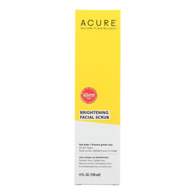 Acure - Brightening Facial Scrub - Argan Extract And Chlorella - 4 Fl Oz. - Orca Market