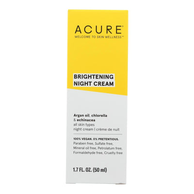 Acure - Night Cream - Argan Extract And Chlorella - 1.75 Fl Oz. - Orca Market