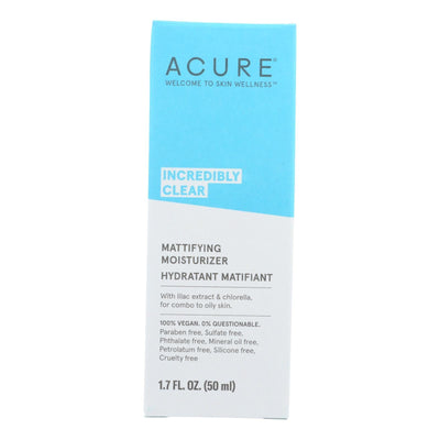 Acure - Oil Control Facial Moisturizer - Lilac Extract And Chlorella - 1.75 Fl Oz. - Orca Market