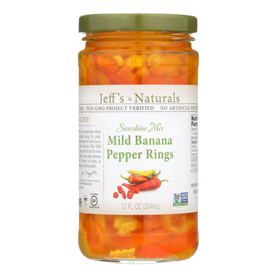 Jeff's Natural Banana Pepper - Mild - Sliced - Case Of 6 - 12 Fl Oz - Orca Market