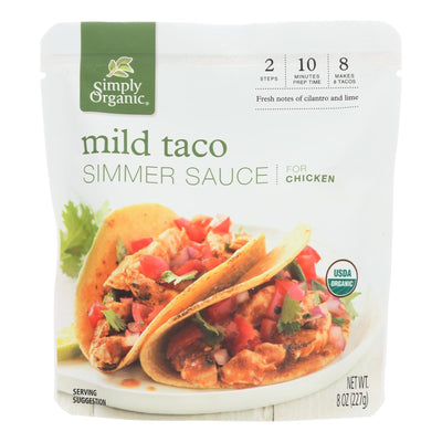 Simply Organic Simmer Sauce - Organic - Mild Taco - Case Of 6 - 8 Oz - Orca Market