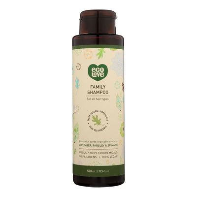 Ecolove Shampoo - Green Vegetables Family Shampoo For All Hair Types - Case Of 1 - 17.6 Fl Oz. - Orca Market