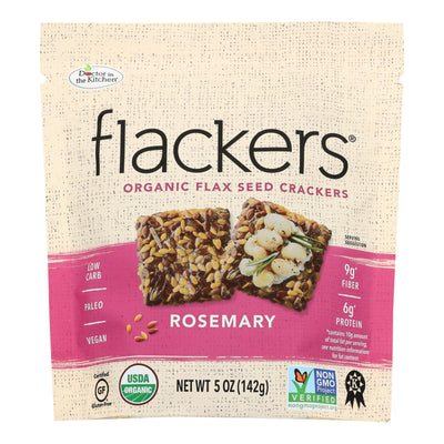 Doctor In The Kitchen - Organic Flax Seed Crackers - Rosemary - Case Of 6 - 5 Oz. - Orca Market