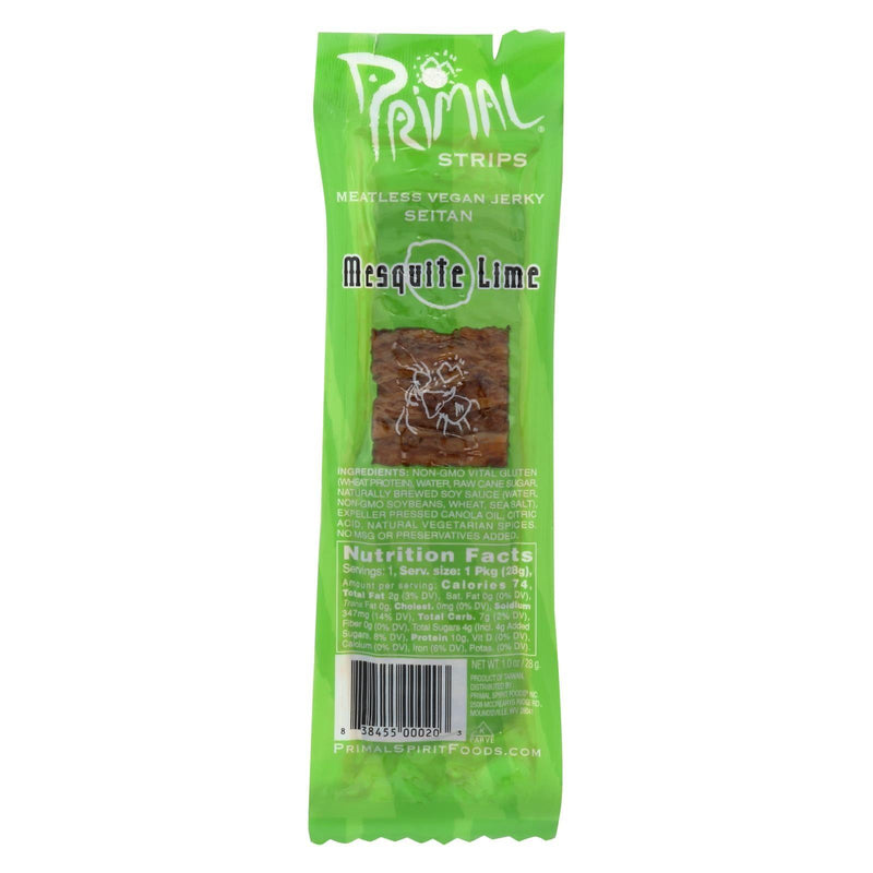 Primal Strips Vegan Jerky - Meatless - Seitan - Mesquite Lime - 1 Oz - Case Of 24 - Orca Market